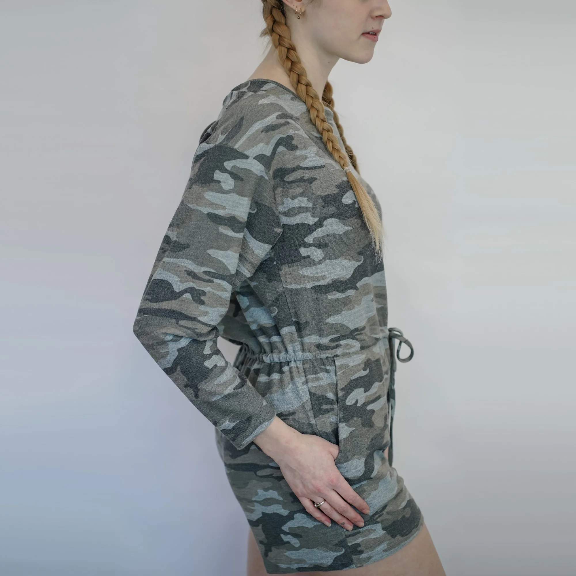 Long Sleeve Romper (Grey + Olive) - Image 2