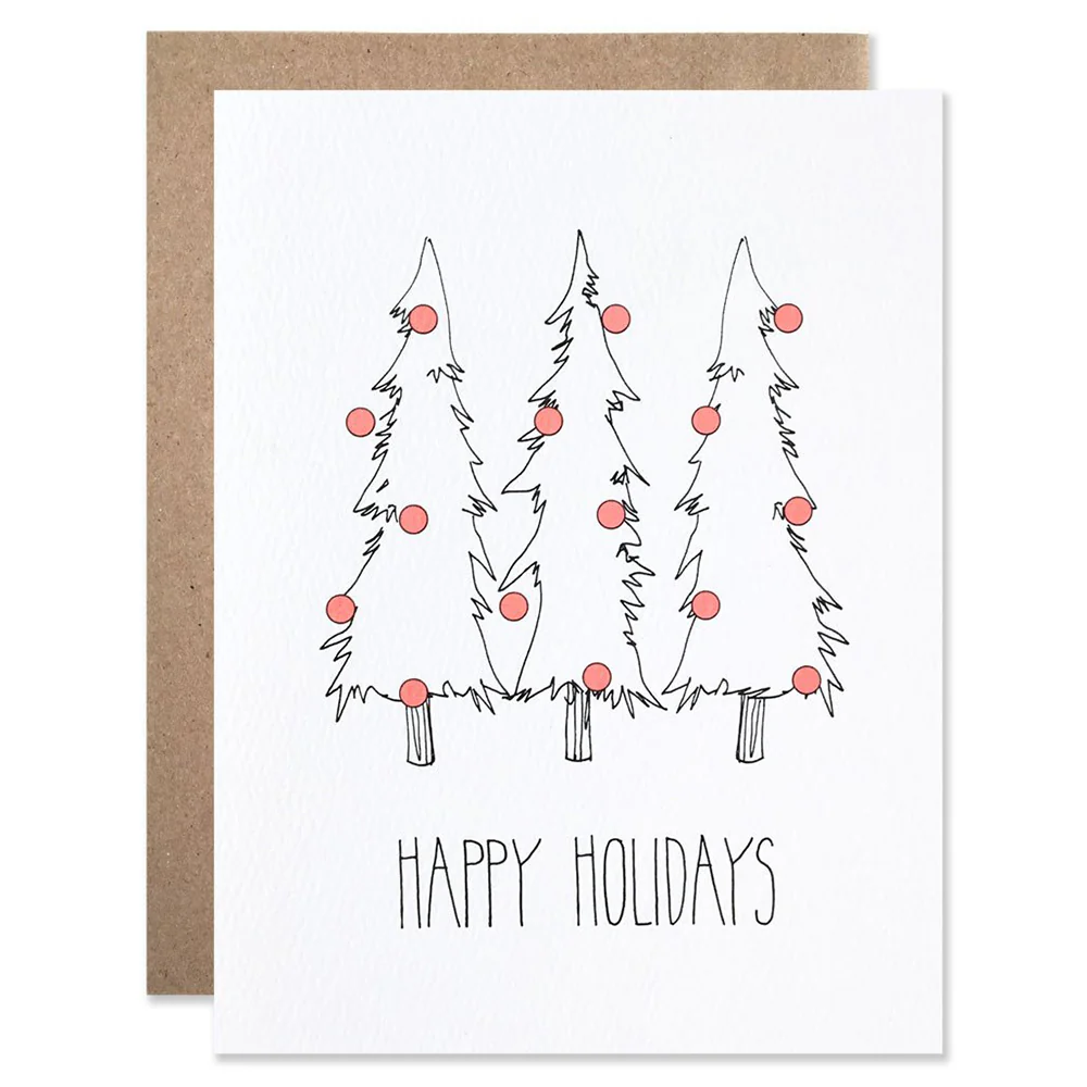 Neon Dot Holiday Trees Card