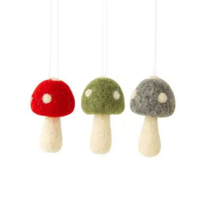 Mini Felt Mushroom Ornament (Grey) - Image 2