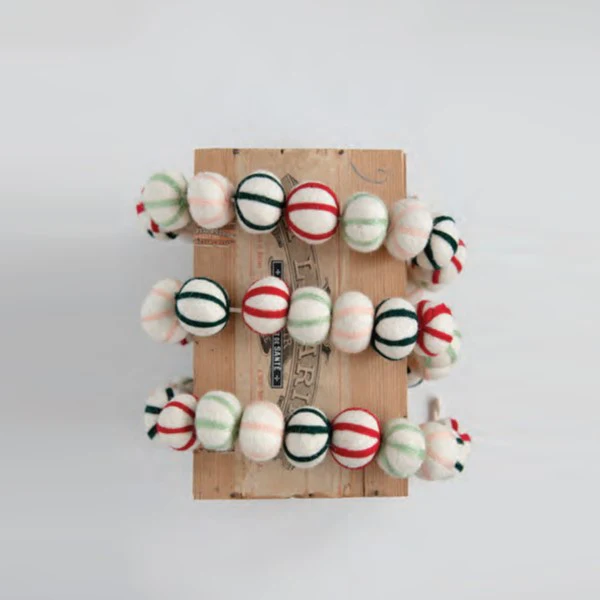 Embroidered Felt Ball Garland