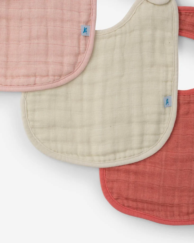 Cotton Muslin Classic Bib 3PK (Rose Petal Set) - Image 4