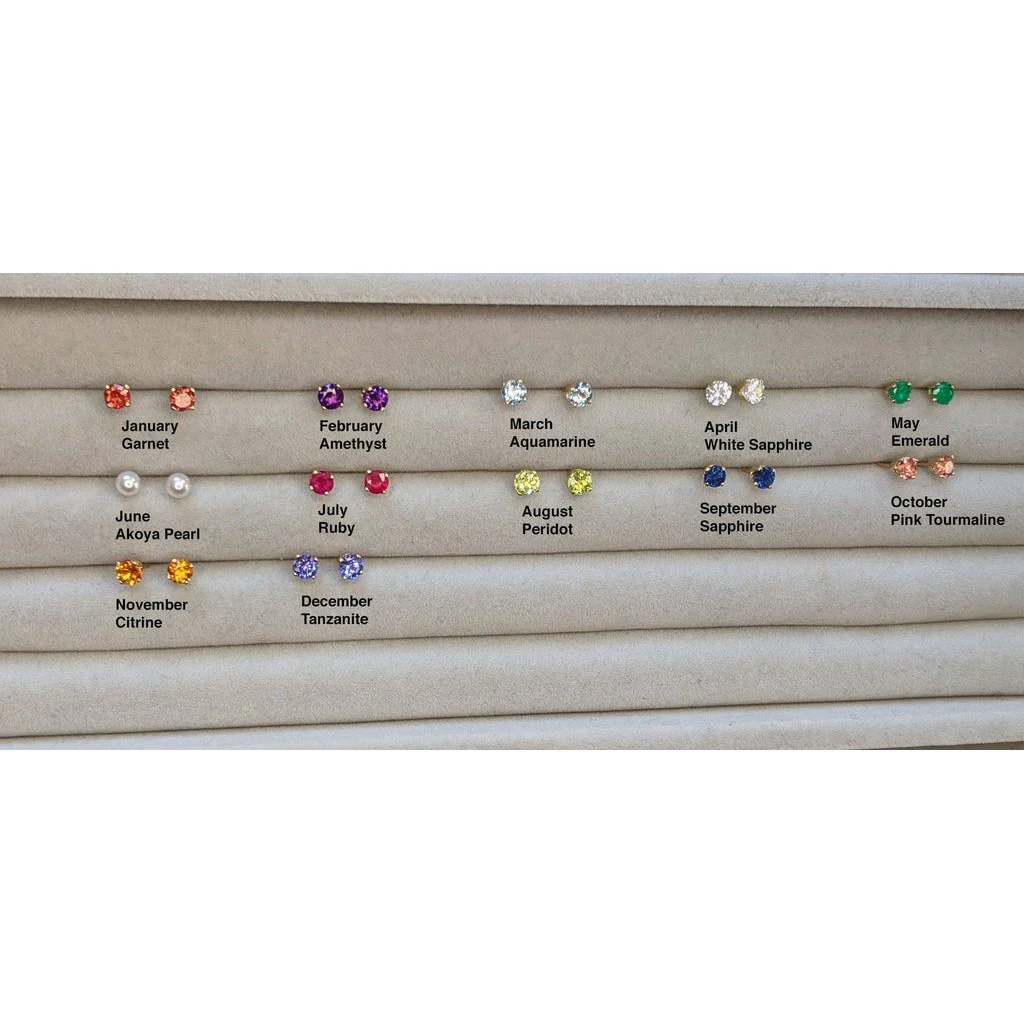 3.5mm Birthstone 14K Gold Earring Studs