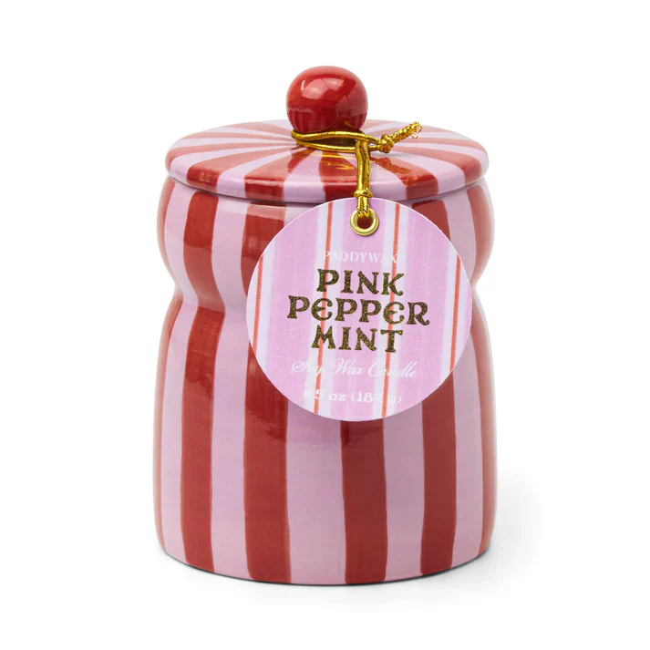 6.5oz Cabana Striped Ceramic Candle with Lid