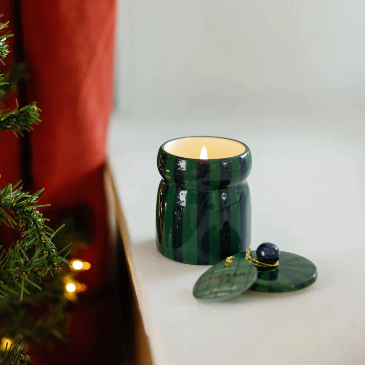 6.5oz Cabana Striped Ceramic Candle with Lid - Image 6