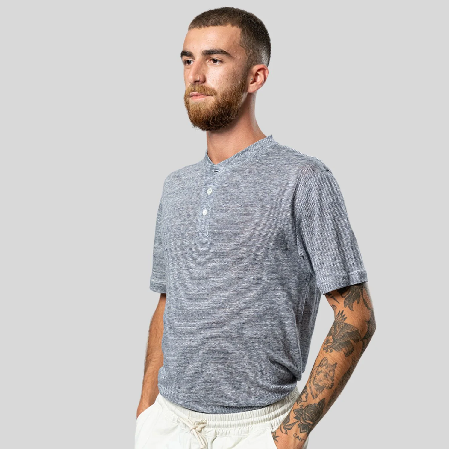 Ribas Henley (Blue Mesc Stripes) - Image 2