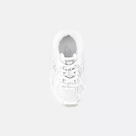 740 Bungee Lace Toddler Sneaker (White + Silver Metallic) - Image 3