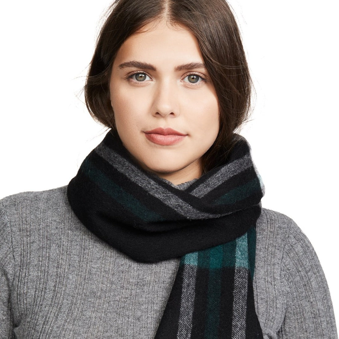 Ranger-N Wool Plaid Scarf (Black/Green) - Image 2