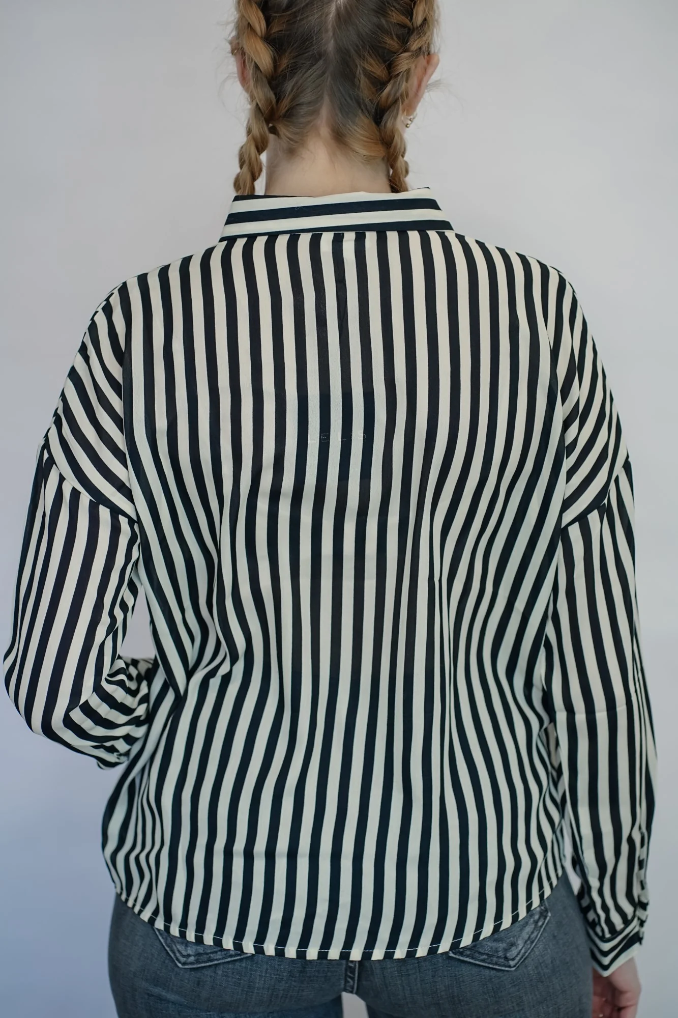 Striped Blouse (Taupe + Black) - Image 3