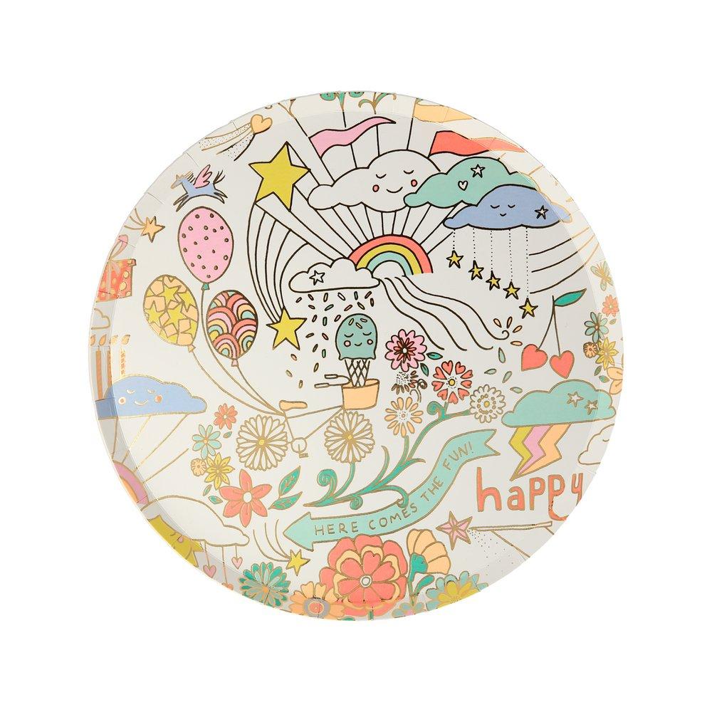 Happy Doodle Plates