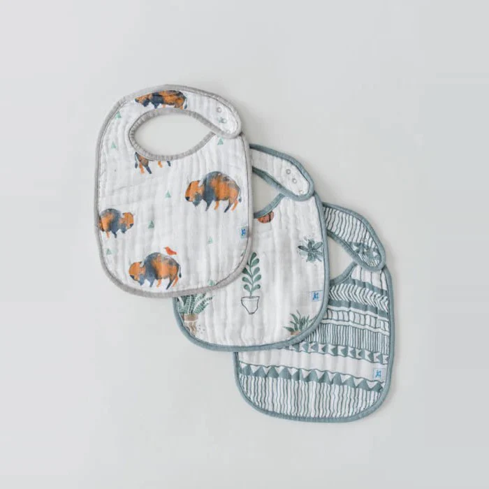 Cotton Muslin Bib 3PK (Bison Set)