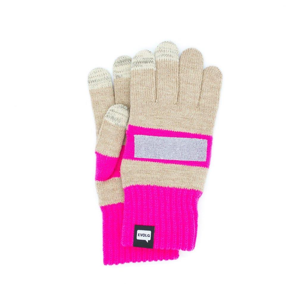 Ablaze Knit Gloves (Beige + Pink)