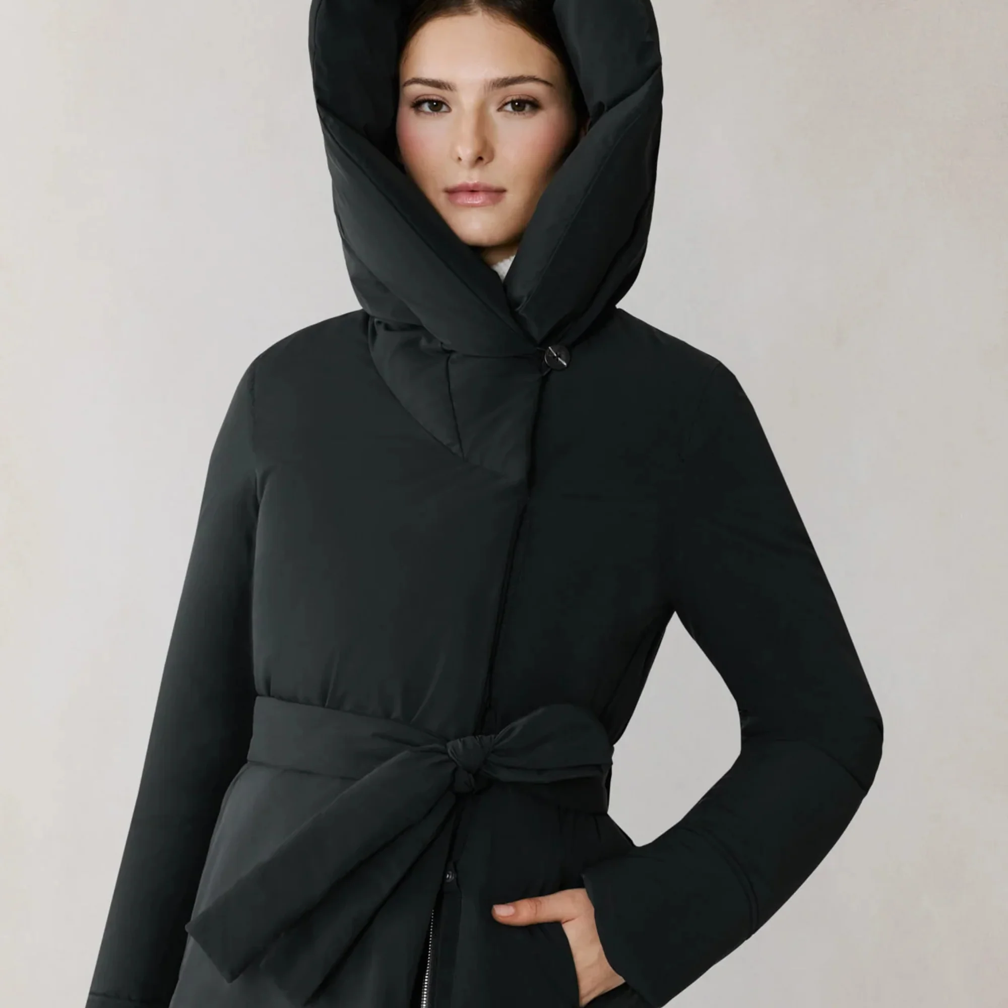 Adelaide Wrap Down Coat (Black) - Image 5