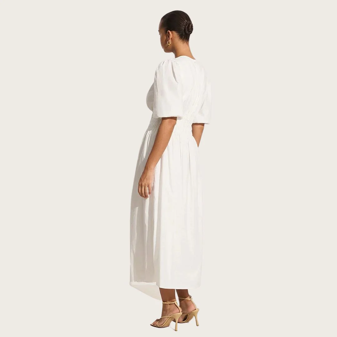 Agnata Midi Dress (White) - Image 3