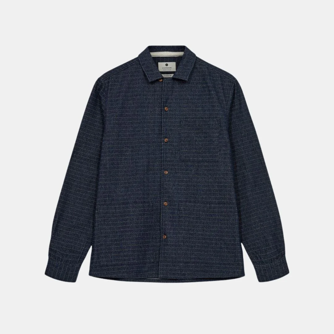 Akkurt Denim Jacquard Overshirt (Medium Blue Denim)