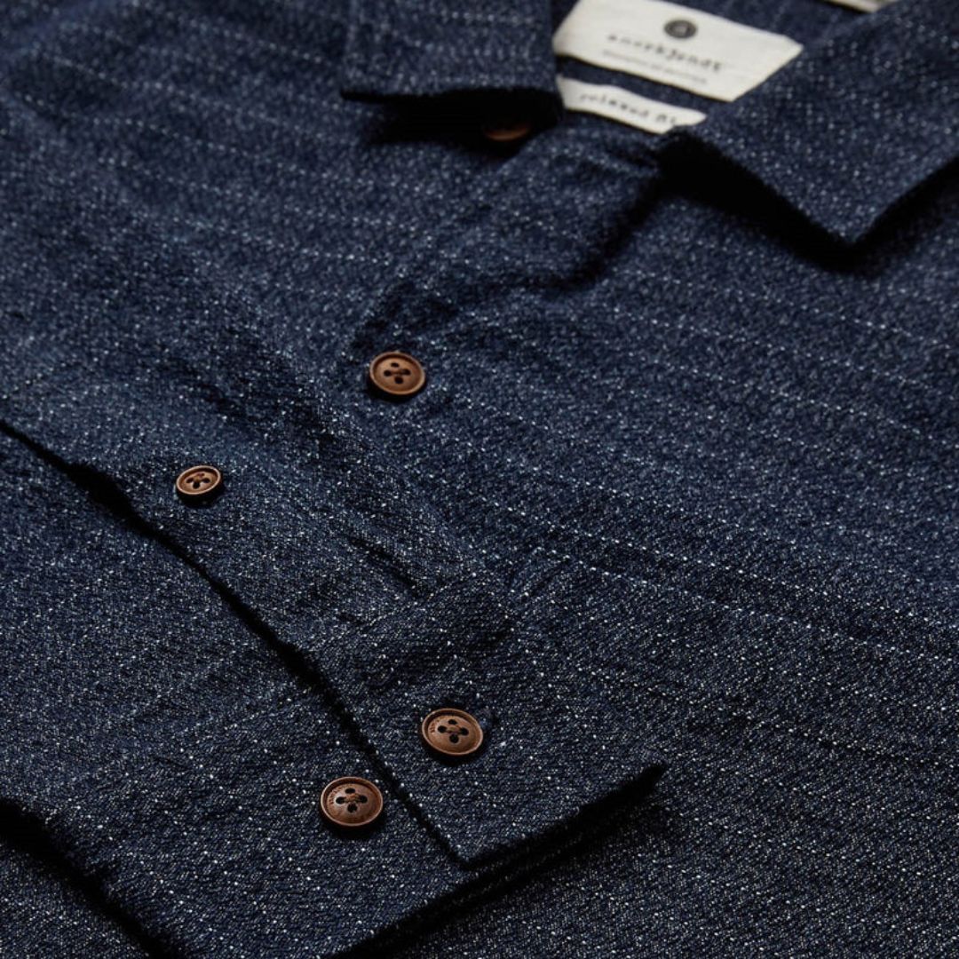 Akkurt Denim Jacquard Overshirt (Medium Blue Denim) - Image 2