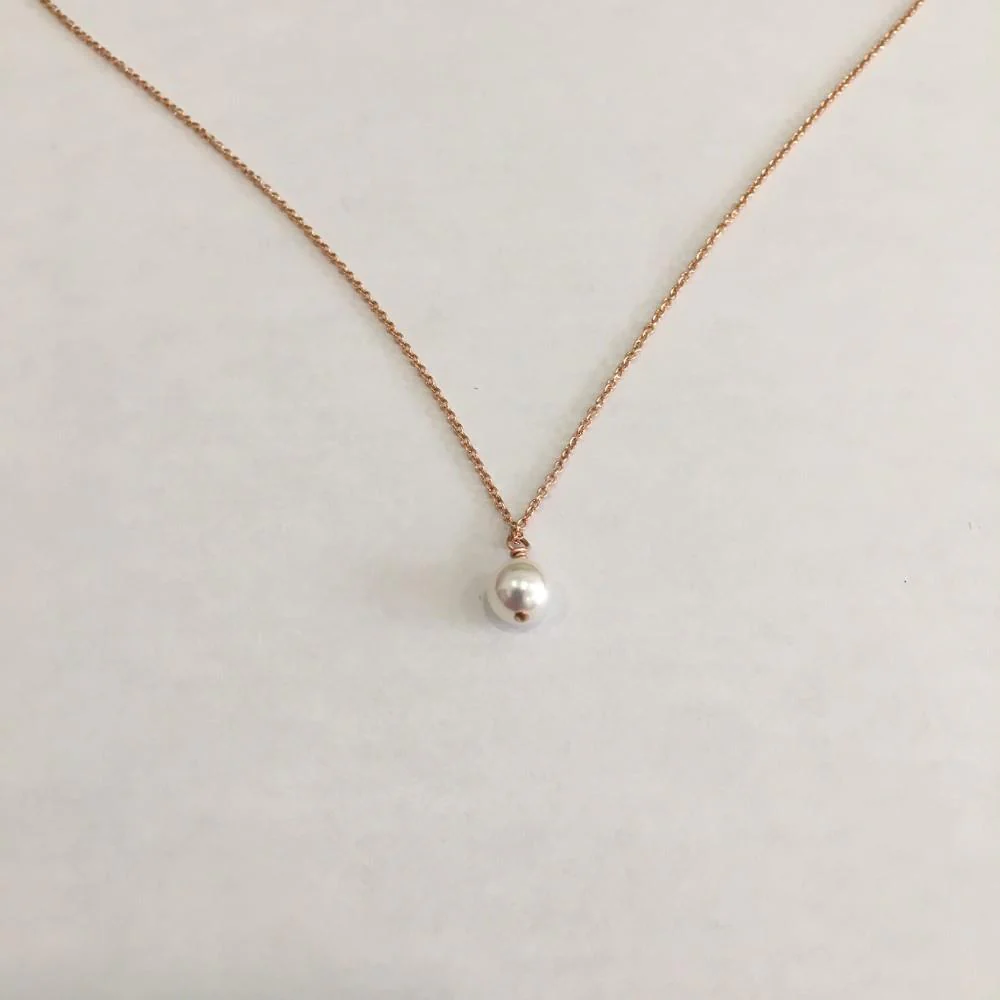 Akoya Pearl Necklace (Rose Gold)