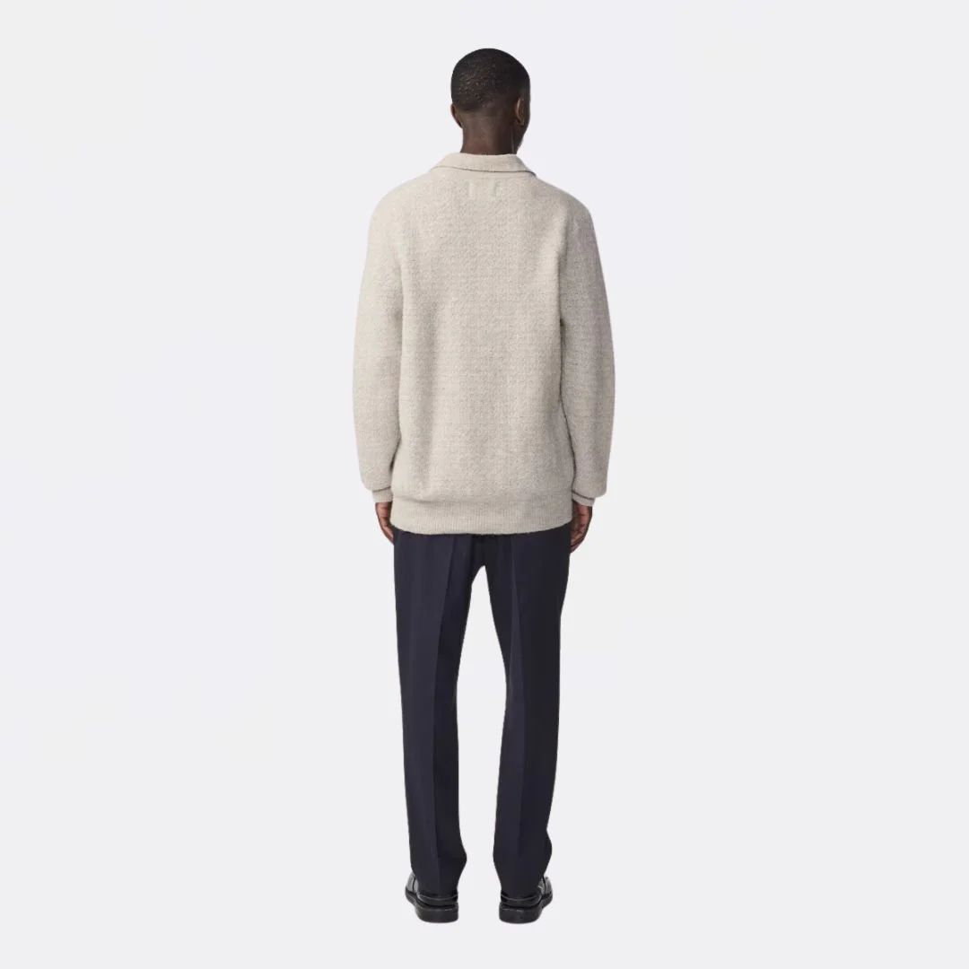 Alfie 6651 Alpaca Blend Polo (Greige) - Image 3