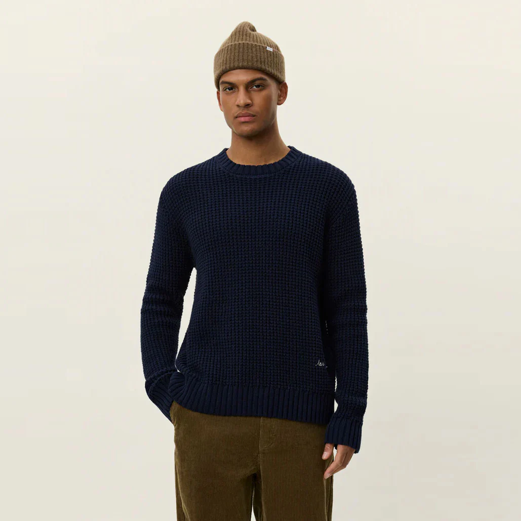 Alvin Waffle Crewneck Knit (Dark Navy Blue) - Image 2