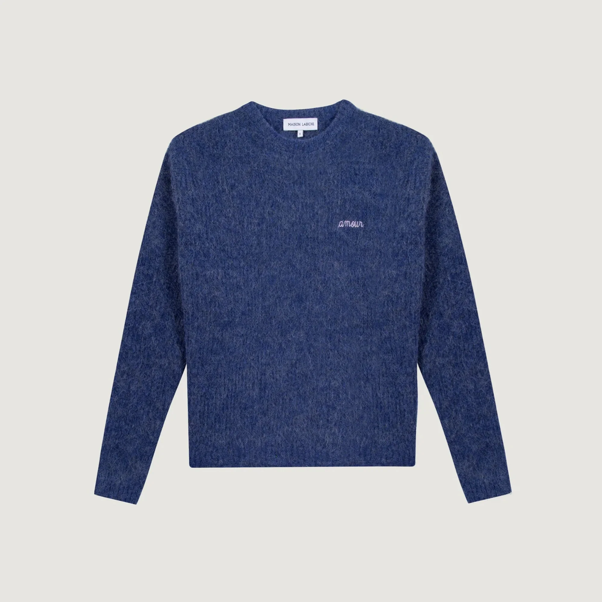 "Amour" Cerisoles Wool and Alpaga Sweater (Peony Blue)