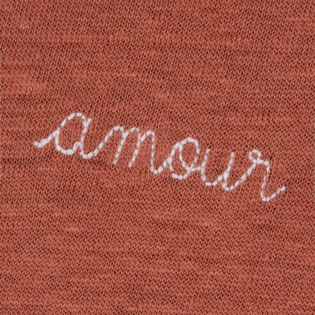 "Amour" Linen Villiers T-Shirt (Terracotta) - Image 2