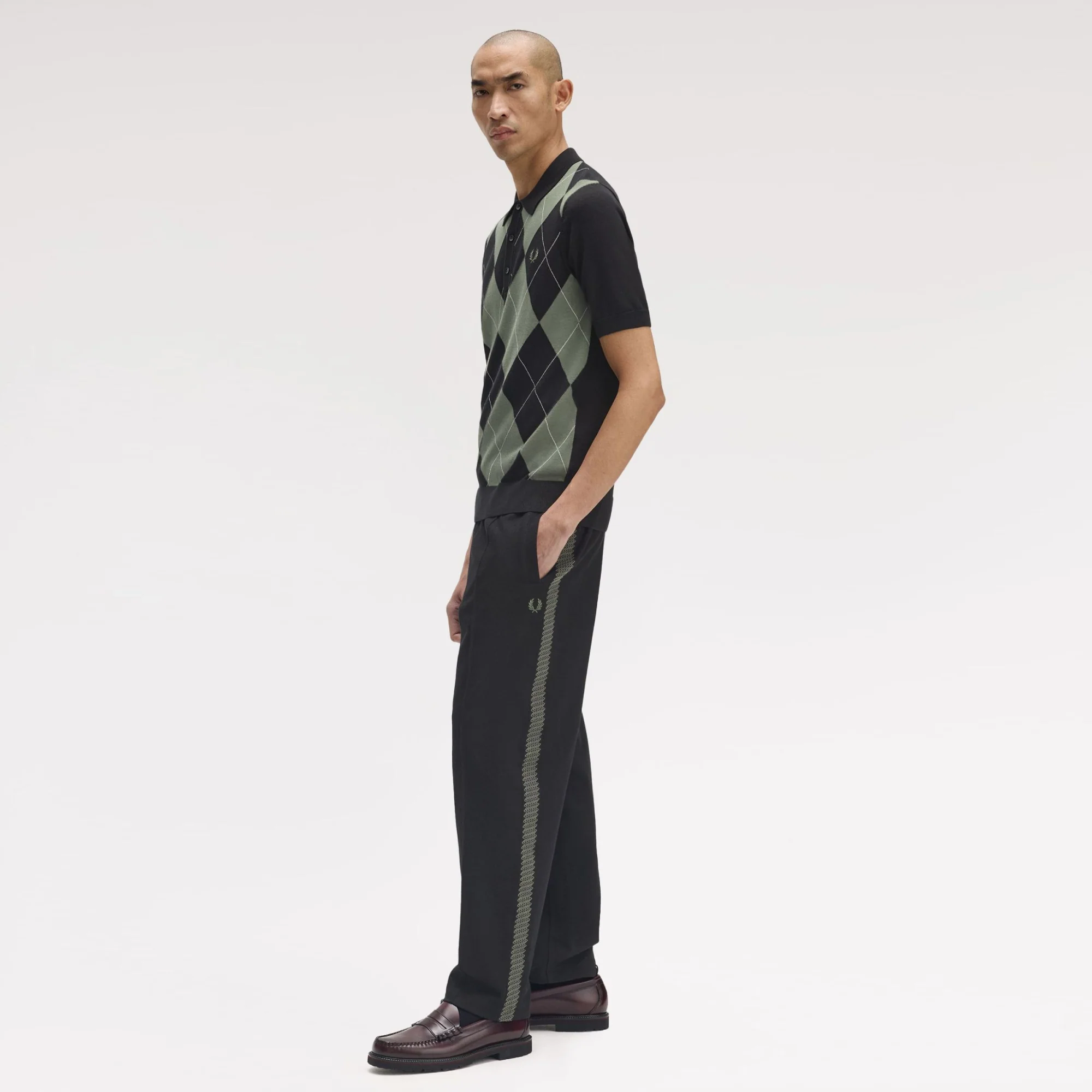 Argyle Knitted Shirt (Black) - Image 3