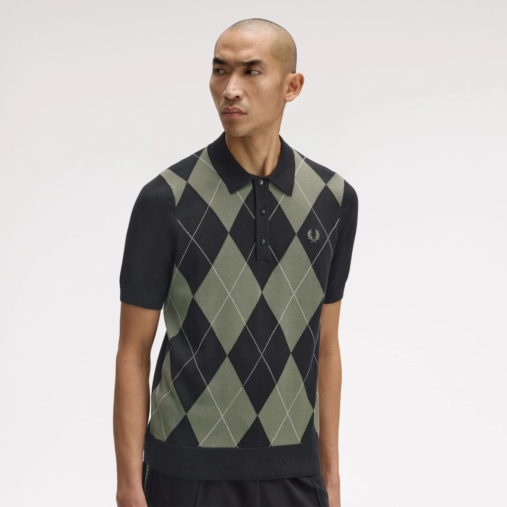 Argyle Knitted Shirt (Black) - Image 4