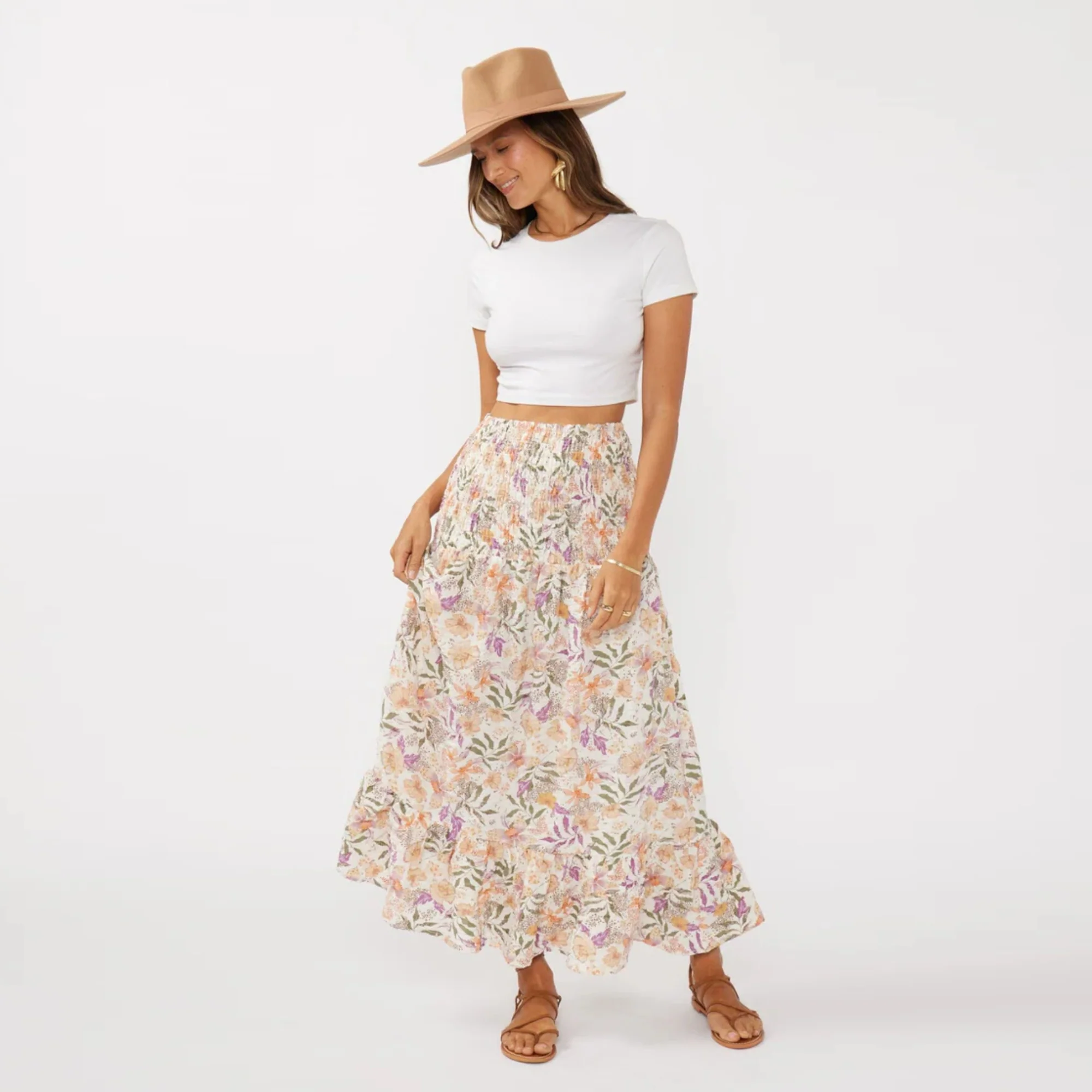 Aria Floral Convertible Skirt (Cream + Dusty Lilac)