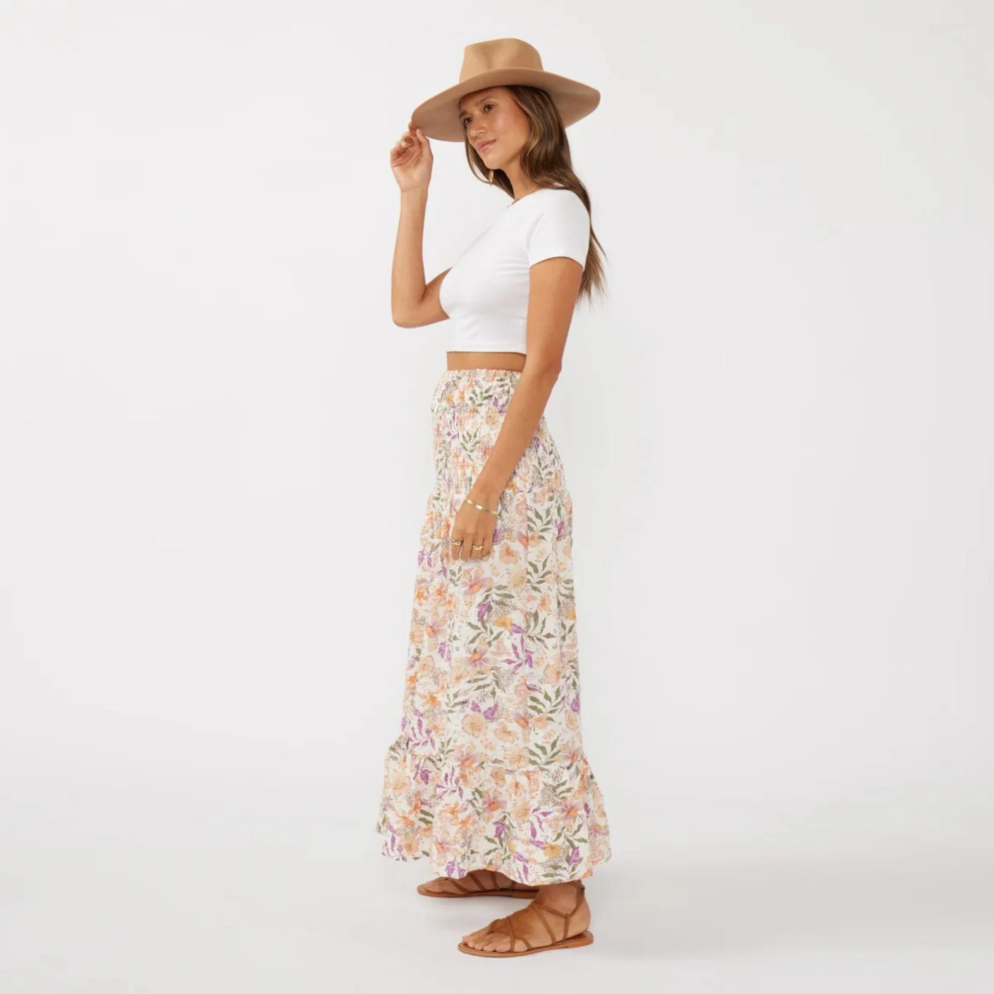 Aria Floral Convertible Skirt (Cream + Dusty Lilac) - Image 2