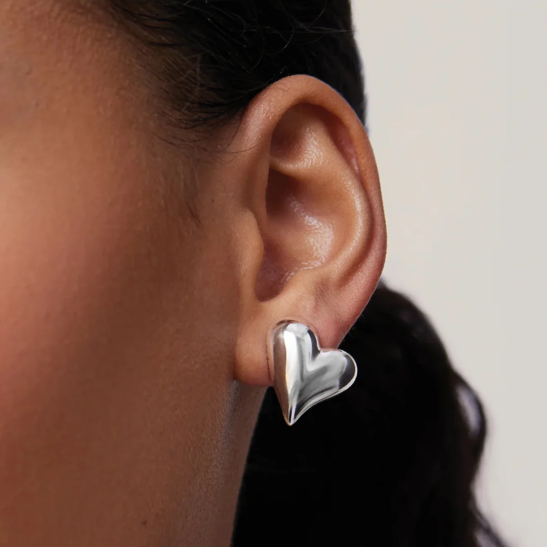 Art Heart Symmetrical Button Earrings - Image 5