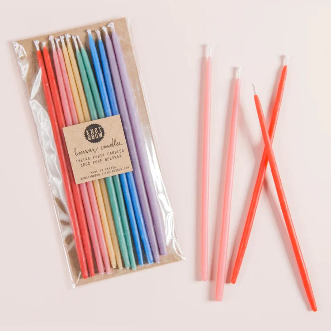 Assorted Tall Beeswax Birthday Candles (Rainbow) - Image 2