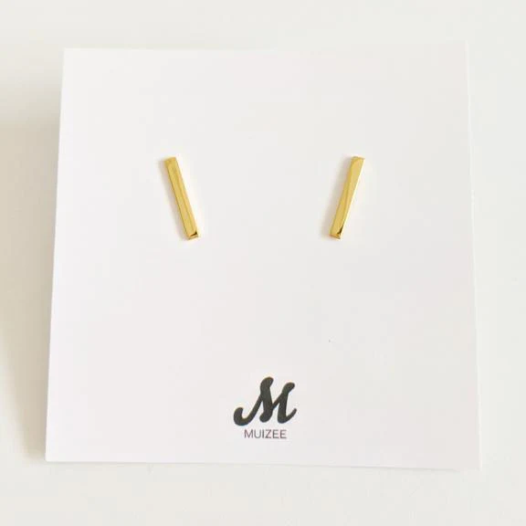 Bar Stud Earring (18K Gold Vermeil) - Image 2