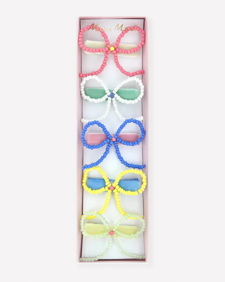 Beaded Bow Hair Clips