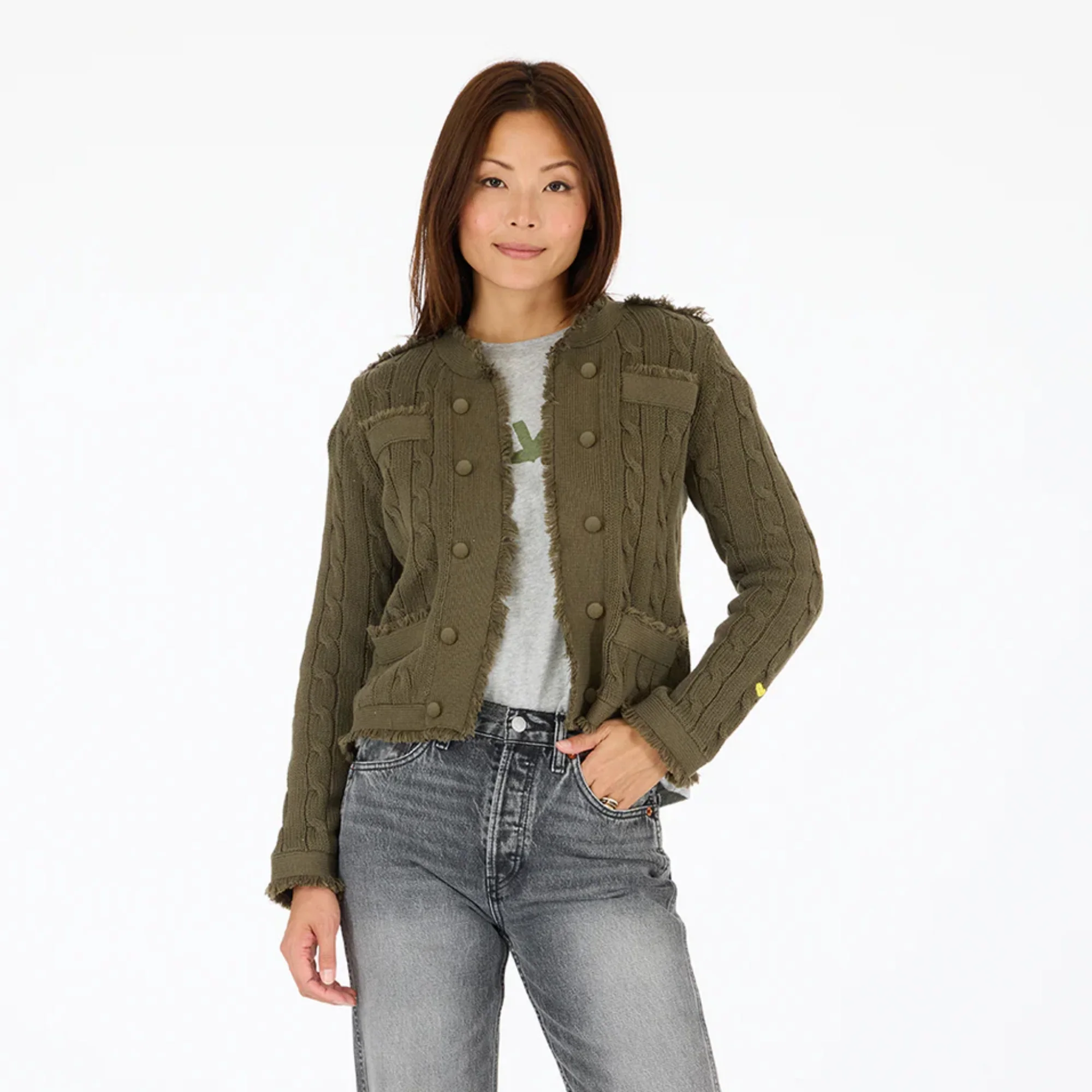 Beau-Lero Cable Cardigan (Army Green)