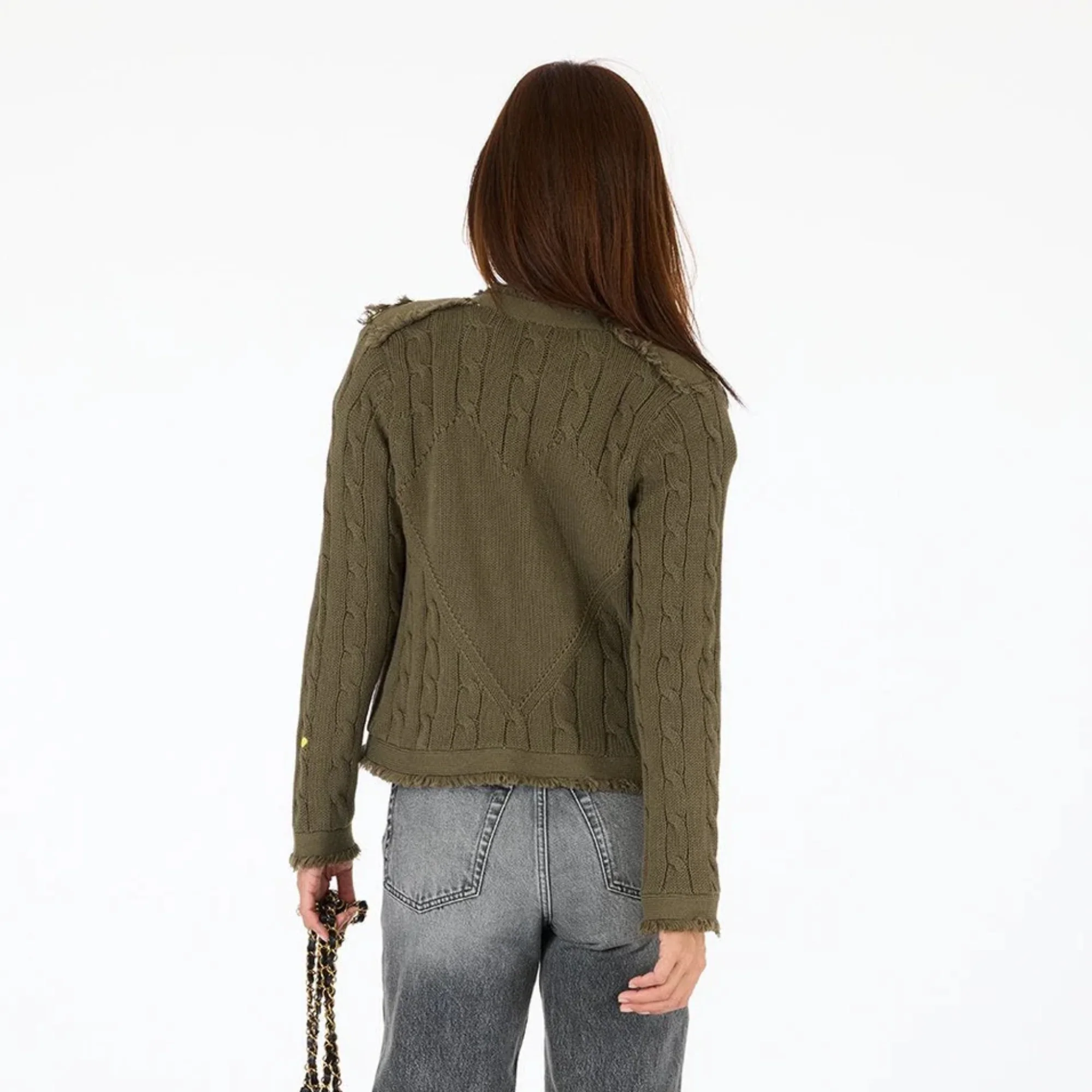 Beau-Lero Cable Cardigan (Army Green) - Image 3