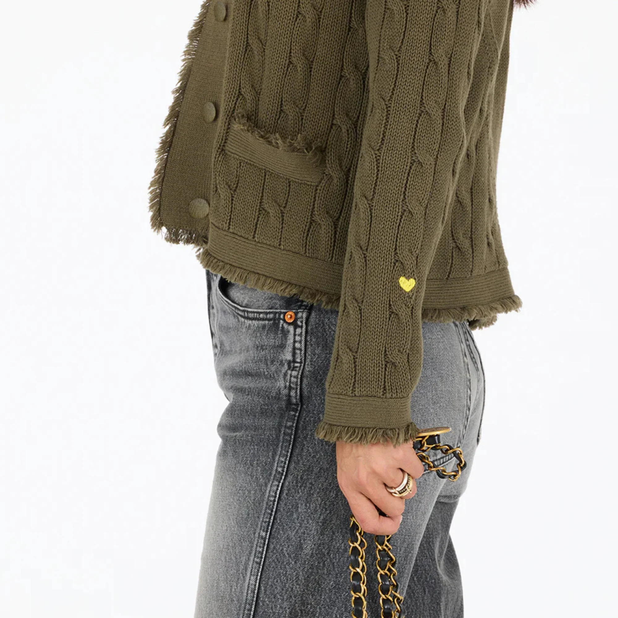 Beau-Lero Cable Cardigan (Army Green) - Image 4