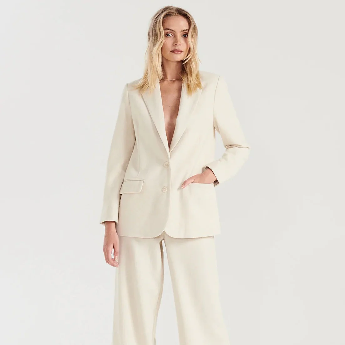 Bella Woven Blazer (Bone)