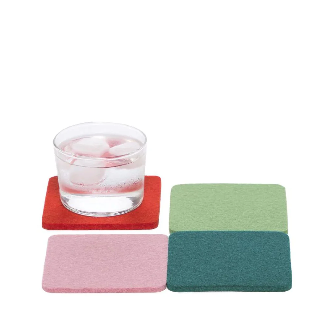 Bierfilzl Merino Wool Felt Round Coaster Multi 4 Pack (Happy) - Image 2