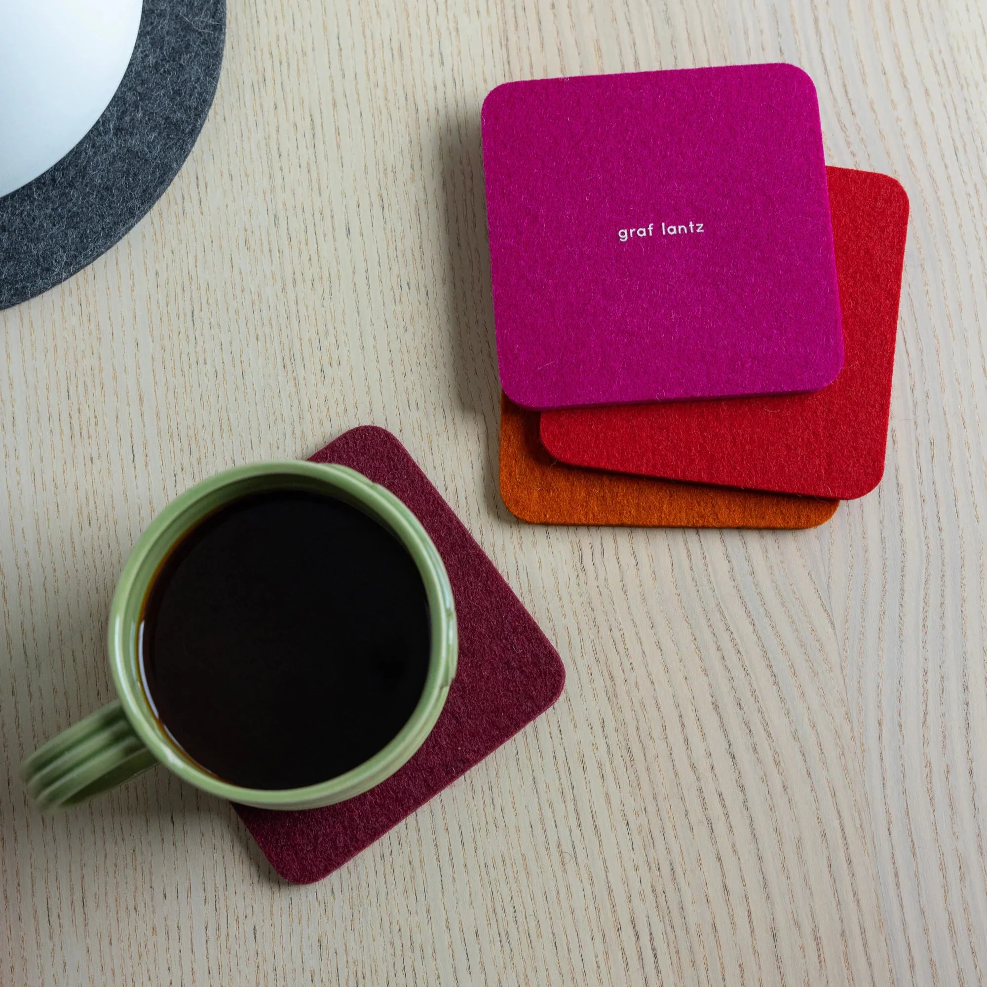 Bierfilzl Merino Wool Felt Square Coaster Multi 4 Pack (Bordeaux) - Image 3