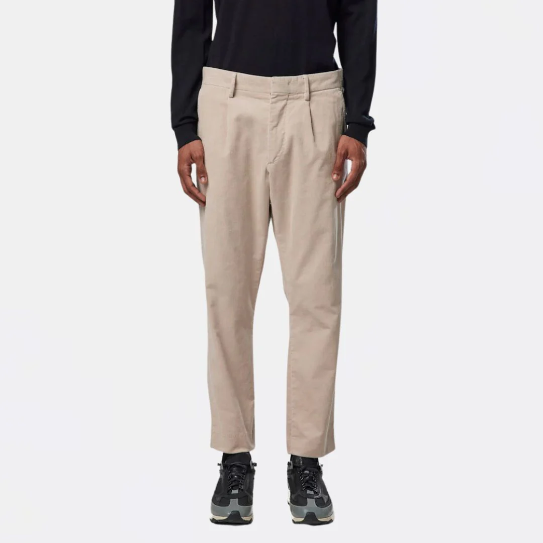 Bill 1726 Pleated Cropped Regular Fit Trouser (Ecru)