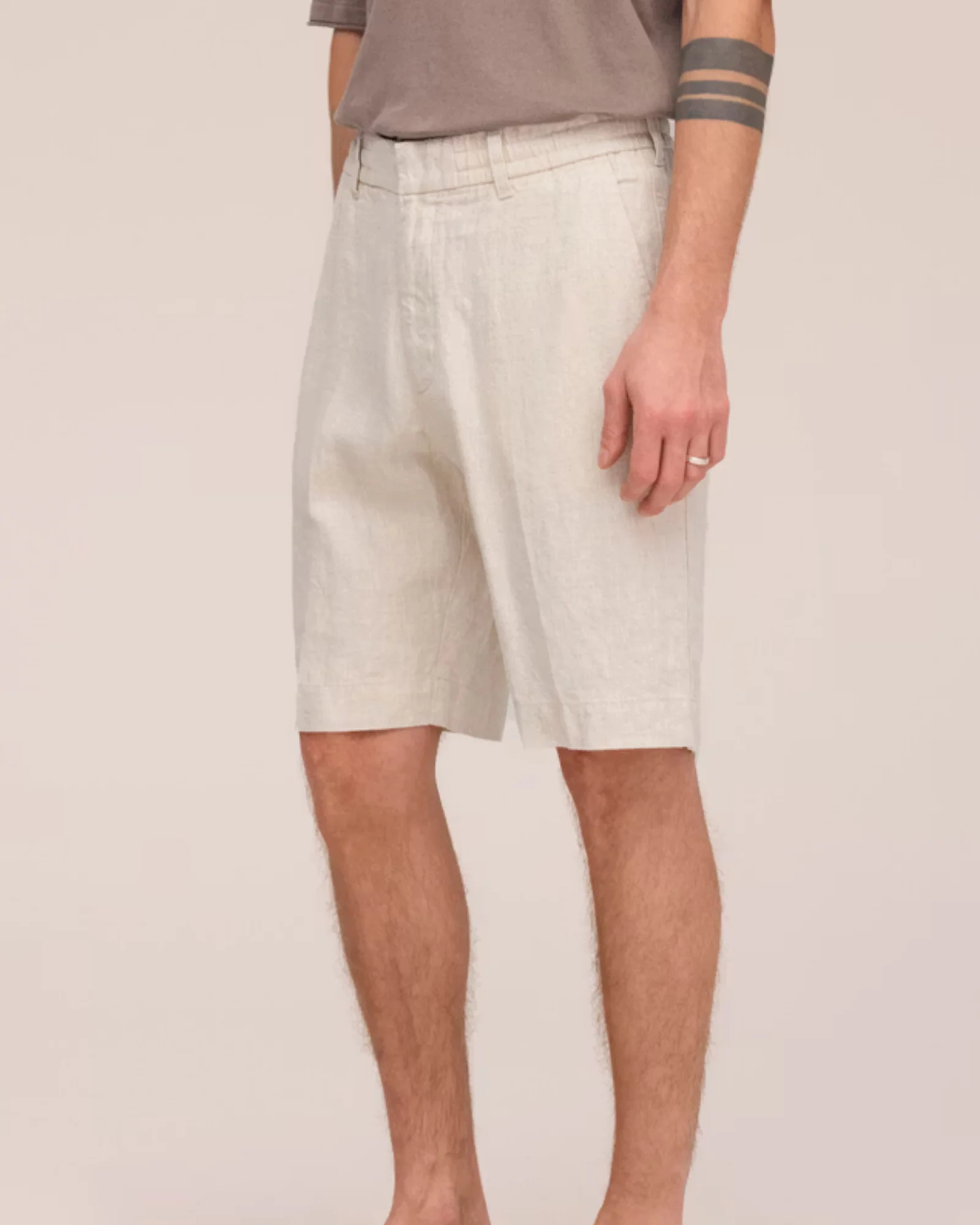 Billie 1454 Drawstring Linen Regular Fit Shorts (Oat) - Image 3