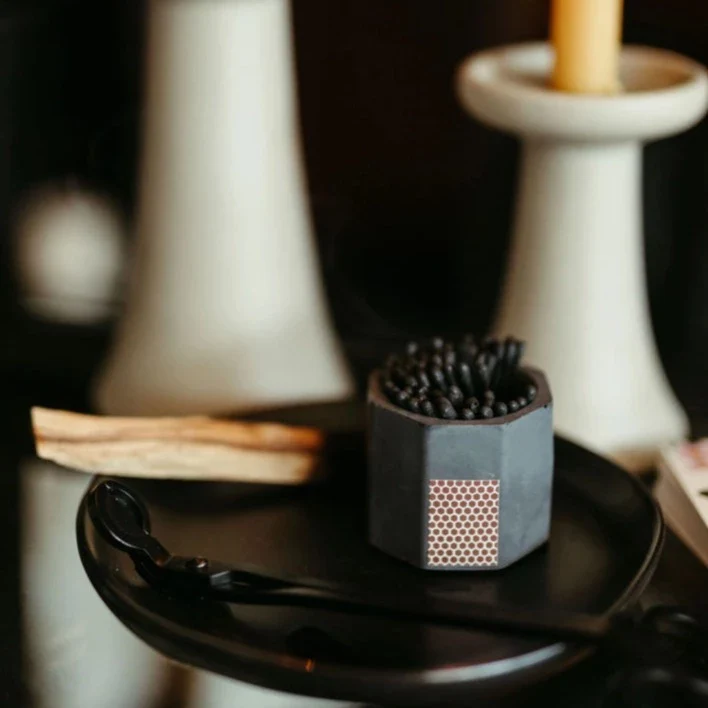 Black Match Holder w/ Striker and All Black Matches - Image 2