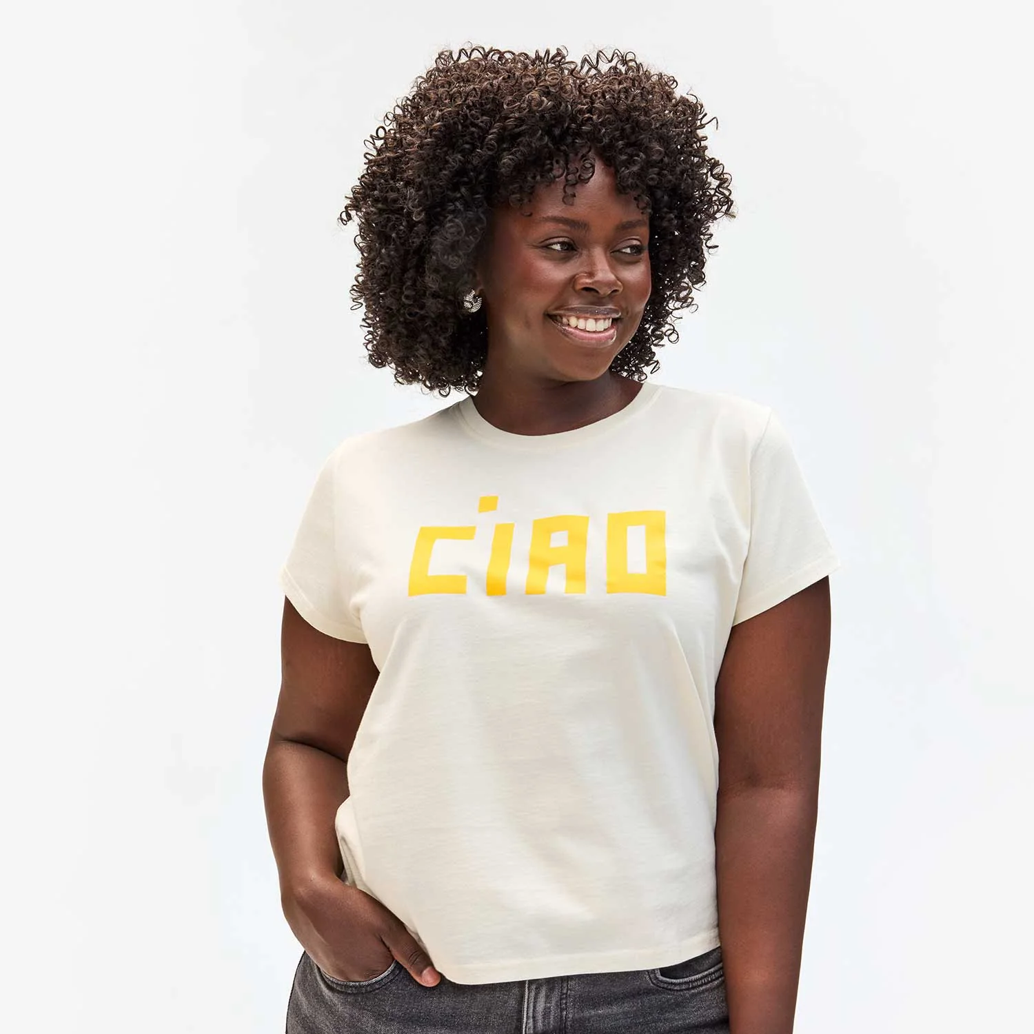 "Block Ciao" Classic Tee (Cream) - Image 3
