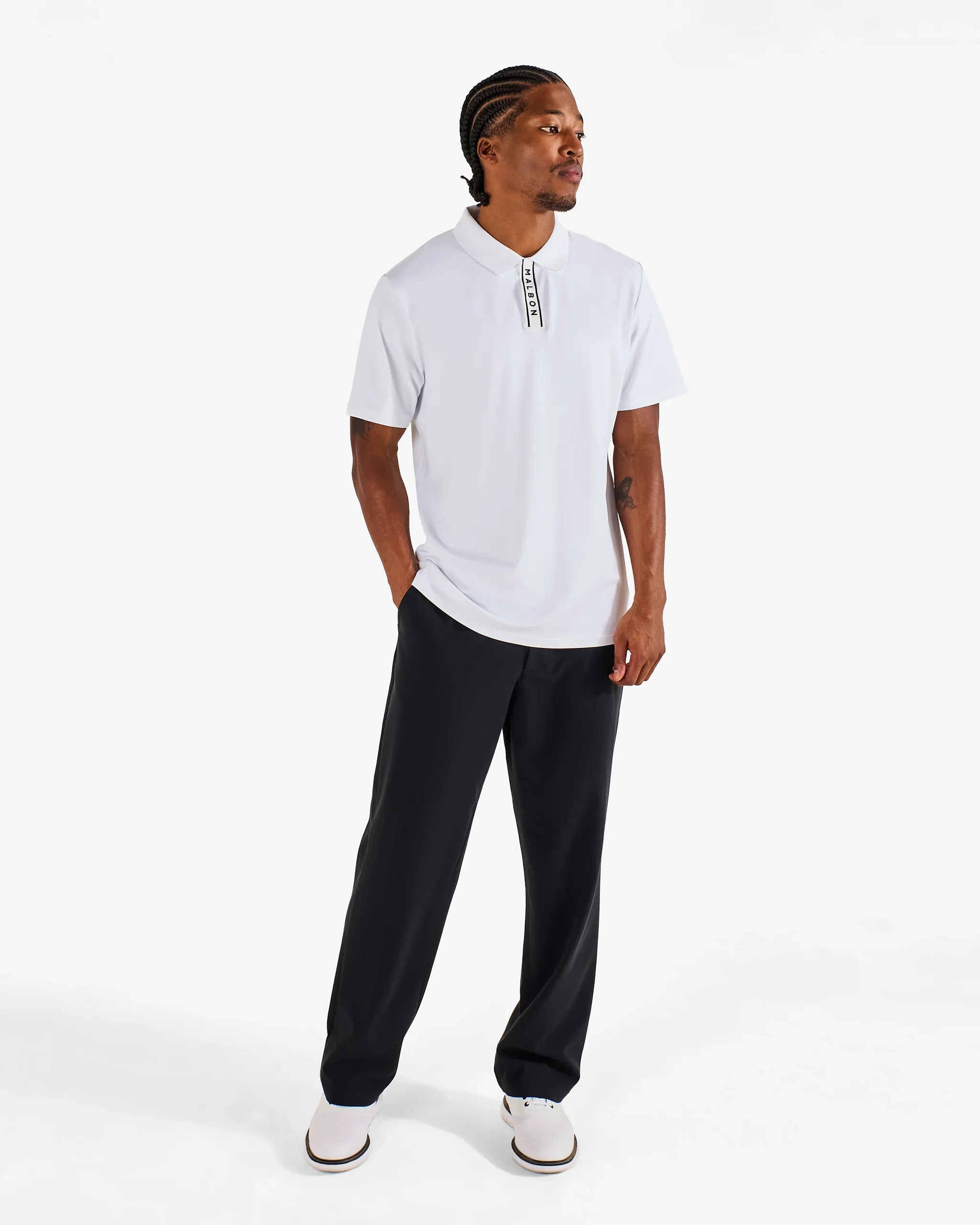 Block Placket Polo (White) - Image 2