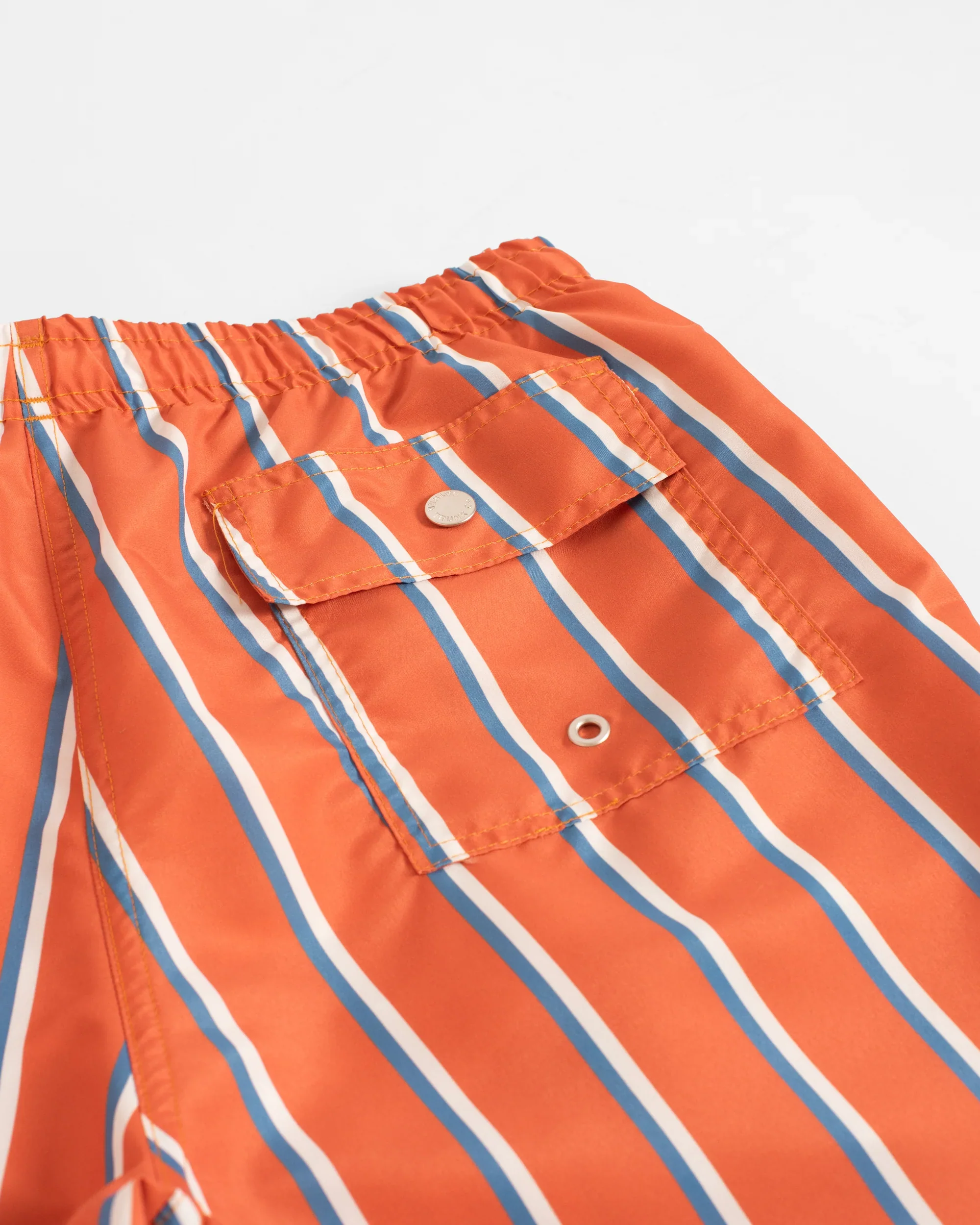 Blue + White Fine Stripe Swim Trunk (Orange) - Image 3