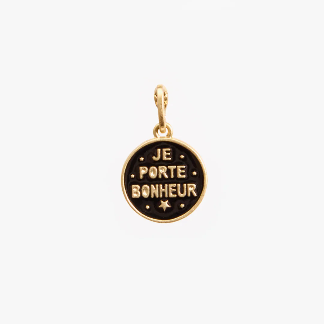 Bonheur Coin Charm (Vintage Gold + Black)