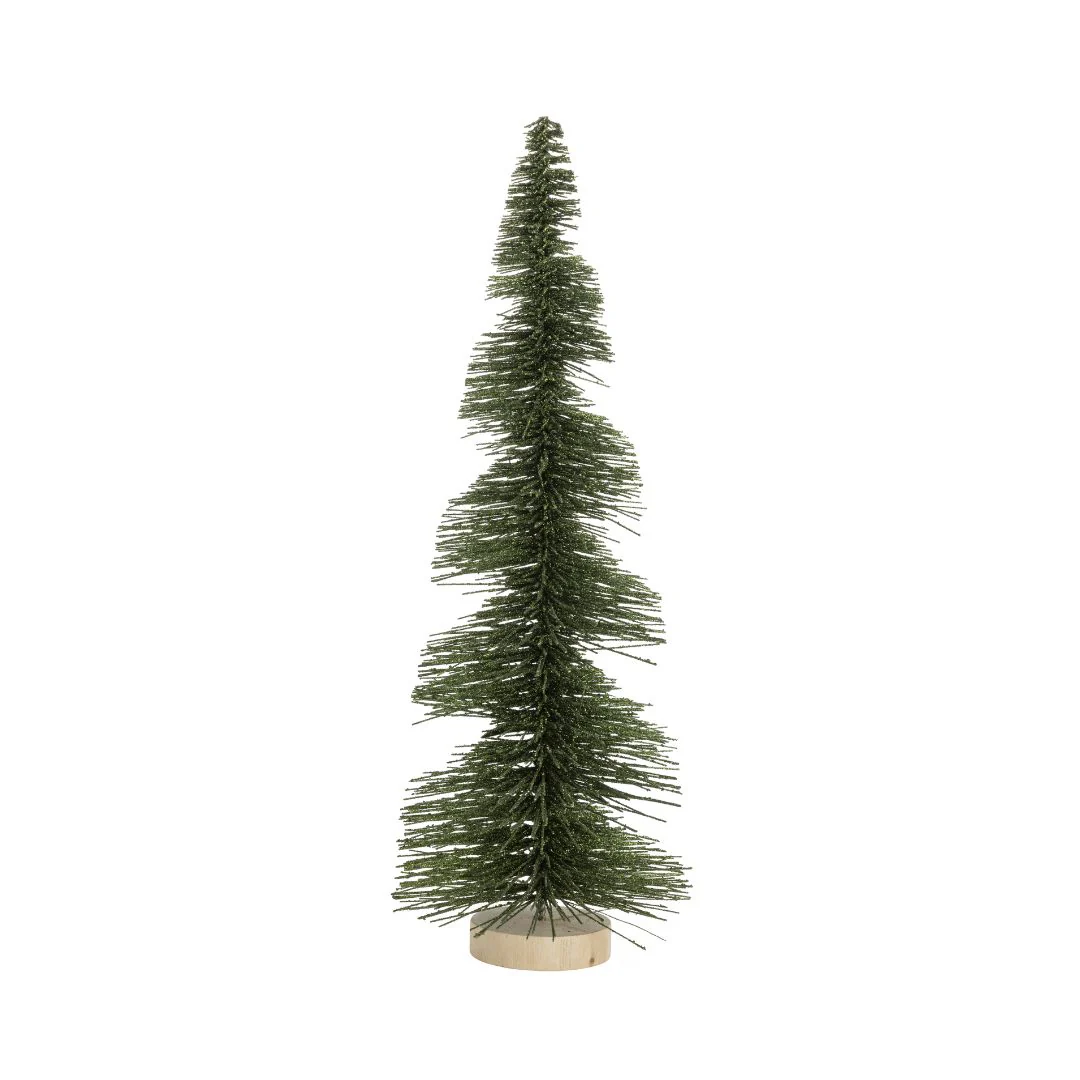 Swirl Cut Glitter Bottle Brush Tree (Dark Green) - Image 3