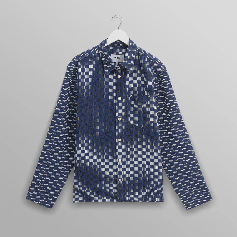 Breton Overshirt Grid Stitch (Indigo + Ecru)