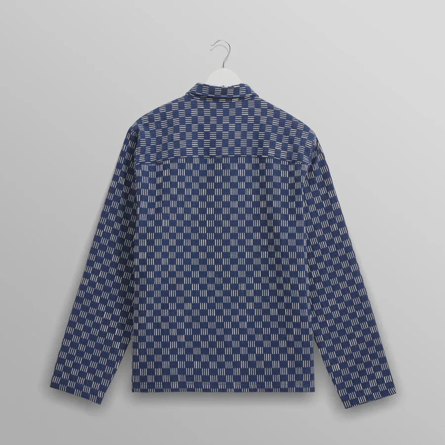 Breton Overshirt Grid Stitch (Indigo + Ecru) - Image 2