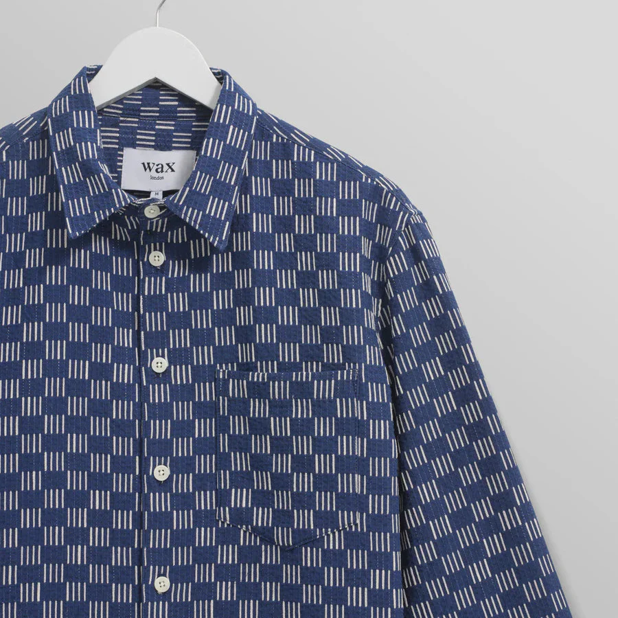 Breton Overshirt Grid Stitch (Indigo + Ecru) - Image 3