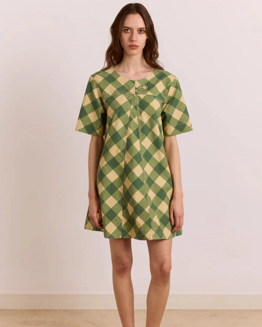 Bridget Mini Dress (Green Butter Gingham)